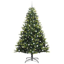 Berkfield Home Realistic Artificial Hinged Christmas Tree 300 LEDs Green 240 cm - thumbnail 1