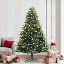 Berkfield Home Realistic Artificial Hinged Christmas Tree 300 LEDs Green 240 cm - thumbnail 2