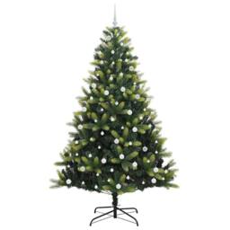 Berkfield Home Realistic Artificial Hinged Christmas Tree 300 LEDs Green 240 cm - thumbnail 4