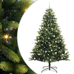Berkfield Home Realistic Artificial Hinged Christmas Tree 300 LEDs Green 240 cm - thumbnail 3