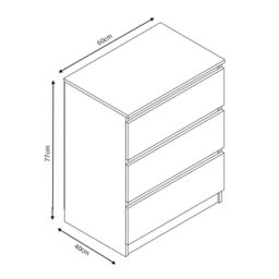 LUXURY LIFE Carlton Matt Chest of Drawers 3 Drawer Cabinet in White - thumbnail 2