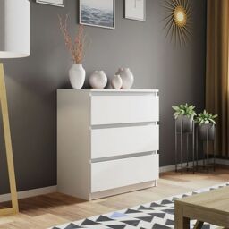 LUXURY LIFE Carlton Matt Chest of Drawers 3 Drawer Cabinet in White - thumbnail 1