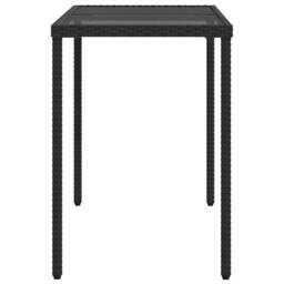 Berkfield Home Garden Table with Glass Top Black 115x54x74 cm Poly Rattan - Size: 115 x 54 x 74 cm - thumbnail 5