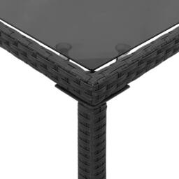 Berkfield Home Garden Table with Glass Top Black 115x54x74 cm Poly Rattan - Size: 115 x 54 x 74 cm - thumbnail 8