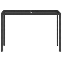 Berkfield Home Garden Table with Glass Top Black 115x54x74 cm Poly Rattan - Size: 115 x 54 x 74 cm - thumbnail 4