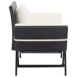 Berkfield Home Beautiful Garden Bench with Cushions Black 176 cm Poly Rattan - thumbnail 1