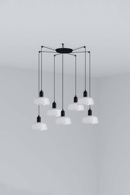 Netlighting Tatawin Small Cluster Pendant Ceiling Light Black Gloss White 7x E27