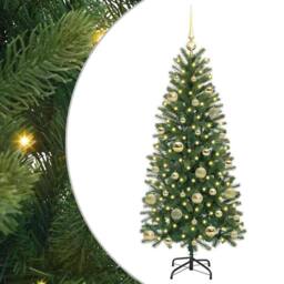 Berkfield Home Elegant Artificial Christmas Tree with 150 LEDs Green 150 cm PE a - thumbnail 3