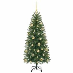 Berkfield Home Elegant Artificial Christmas Tree with 150 LEDs Green 150 cm PE a - thumbnail 4