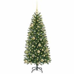 Berkfield Home Elegant Artificial Christmas Tree with 150 LEDs Green 150 cm PE a - thumbnail 1