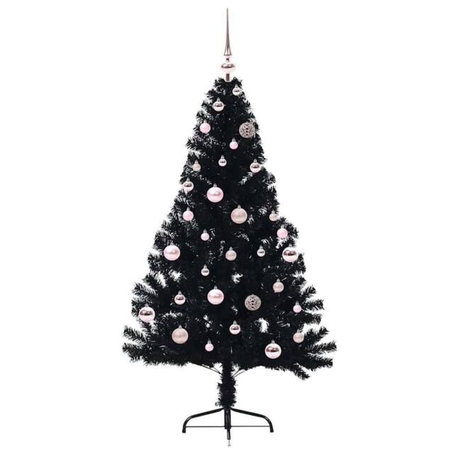 Berkfield Home Beautiful Artificial Pre-lit Christmas Tree Black 150 cm PVC - image 1