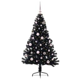 Berkfield Home Beautiful Artificial Pre-lit Christmas Tree Black 150 cm PVC - thumbnail 3