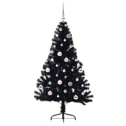 Berkfield Home Beautiful Artificial Pre-lit Christmas Tree Black 150 cm PVC