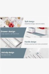 Living and Home Makeup Organizer Cosmetics Storage with Drawers Large Capacity Organiser for Vanity Desk in White - thumbnail 4