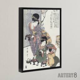 "Artery8 Hinamatsuri Festival Day Framed Canvas Wall Art Print Kitagawa - Size: W12"" x H16""" - thumbnail 2