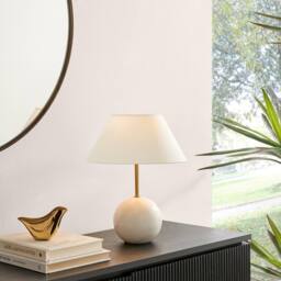 FurnitureboxUK Joceline White Marble Round Table Lamp - thumbnail 1