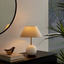 FurnitureboxUK Joceline White Marble Round Table Lamp - thumbnail 2