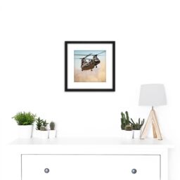 Artery8 Military USA Marine Corps Helicopter CH-46E Sea Knight Photo 8X8 Inch Square Wooden Framed Wall Art Print Picture with Mount in Black - thumbnail 2