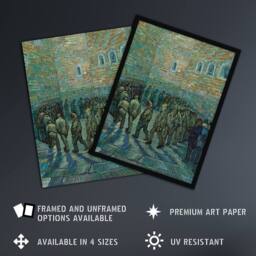 Artery8 Penitentiary Prisoners Exercising Van Gogh Framed Wall Art Print in Blue - Size: A4 - thumbnail 2