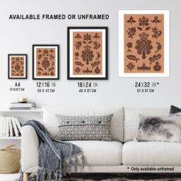 "Artery8 Medieval Botanical Pattern GA & MA Audsley Wall Art Print in Pink - Size: W18"" x H24""" - thumbnail 3