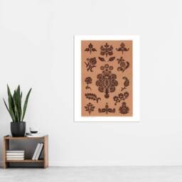 "Artery8 Medieval Botanical Pattern GA & MA Audsley Wall Art Print in Pink - Size: W18"" x H24""" - thumbnail 4