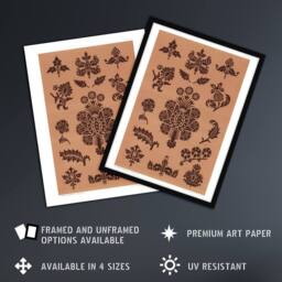 "Artery8 Medieval Botanical Pattern GA & MA Audsley Wall Art Print in Pink - Size: W18"" x H24""" - thumbnail 2