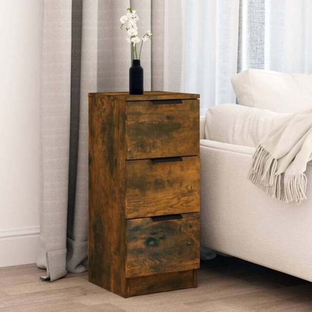 Berkfield Home Sideboard Smoked Oak 30x30x70 cm Engineered Wood in Brown - Size: 30 x 30 x 70 cm - image 1