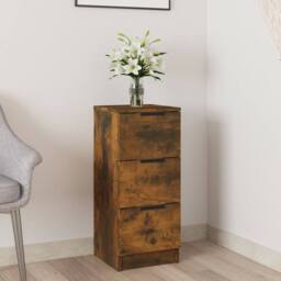 Berkfield Home Sideboard Smoked Oak 30x30x70 cm Engineered Wood in Brown - Size: 30 x 30 x 70 cm - thumbnail 2