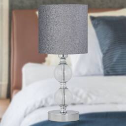First Choice Lighting Chrome Two Ball Table Lamp with Silver Glitter Shade - thumbnail 5