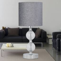 First Choice Lighting Chrome Two Ball Table Lamp with Silver Glitter Shade - thumbnail 4