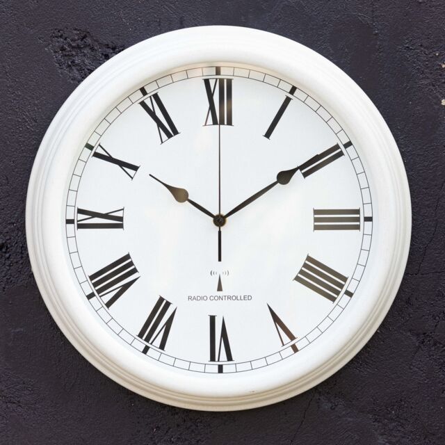 Primrose Outdoor Garden Clock Antique White Perfect Time Radio Controlled 38cm - image 1