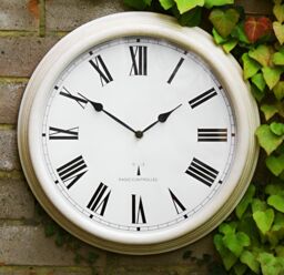 Primrose Outdoor Garden Clock Antique White Perfect Time Radio Controlled 38cm - thumbnail 2
