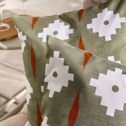 OHS 2 x Geo Print Garden Cushion Covers Outdoor Water Resistant in Olive - Size: 45 cm x 45 cm - thumbnail 2