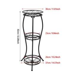 KORVIXA 3 Tier Metal Iron Flower Plant Pot Display Stand in Black - thumbnail 2