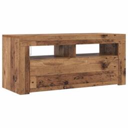 Berkfield Home TV Cabinet with LED Lights Old Wood 90x35x40 cm Engineered Wood - Size: 90 x 35 x 40 cm - thumbnail 7