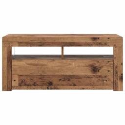 Berkfield Home TV Cabinet with LED Lights Old Wood 90x35x40 cm Engineered Wood - Size: 90 x 35 x 40 cm - thumbnail 6