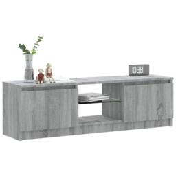 Berkfield Home TV Cabinet with LED Lights Grey Sonoma 120x30x35.5 cm - thumbnail 7