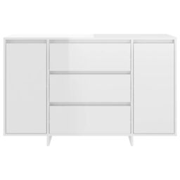 Berkfield Home Sideboard with 3 Drawers High Gloss White 120x41x75 cm Engineered Wood - Size: 120 x 41 x 75 cm - thumbnail 5