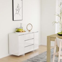 Berkfield Home Sideboard with 3 Drawers High Gloss White 120x41x75 cm Engineered Wood - Size: 120 x 41 x 75 cm