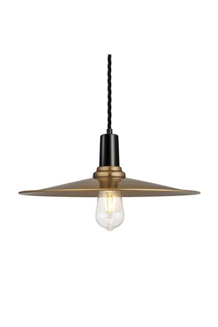 Industville Sleek Flat Pendant, 15 Inch, Brass, Black Holder in Bronze - image 1