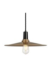 Industville Sleek Flat Pendant, 15 Inch, Brass, Black Holder in Bronze