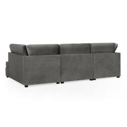 Furnishings For Less UK California Plush Velvet Grey U shaped 6 Seater Sofa + Footstool - thumbnail 5