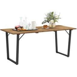 OUTSUNNY Wooden Garden Table for 6 with 5cm Parasol Hole for Balcony Terrace in Brown - thumbnail 2