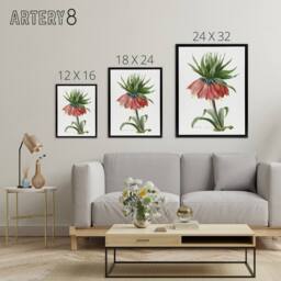 "Artery8 Crown Imperial Flower Redoute Vintage Black Framed Canvas Wall Art in White - Size: W12"" x H16""" - thumbnail 4