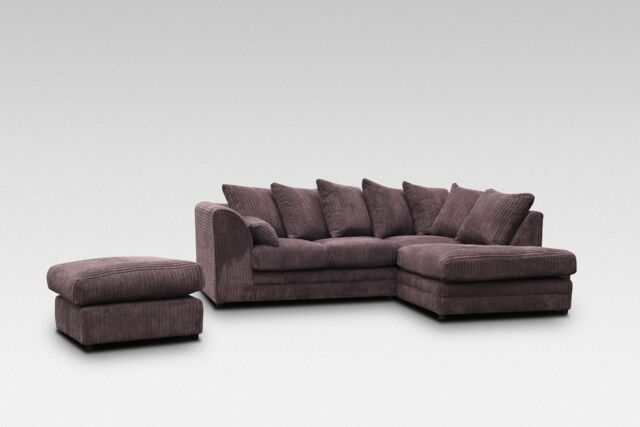 Snugg Furniture UK Limited (Right Hand) Milo Jumbo Cord Corner Sofa with Footstool in Brown - image 1