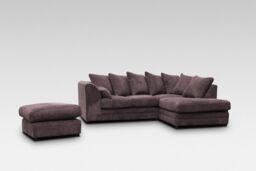 Snugg Furniture UK Limited (Right Hand) Milo Jumbo Cord Corner Sofa with Footstool in Brown - thumbnail 1