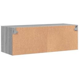 Berkfield Home Wall Cabinet with Glass Doors Grey Sonoma 102x37x35 cm - Size: 102 x 37 x 35 cm - thumbnail 8