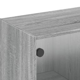 Berkfield Home Wall Cabinet with Glass Doors Grey Sonoma 102x37x35 cm - Size: 102 x 37 x 35 cm - thumbnail 9