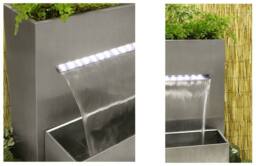 Primrose Stainless Steel Planter Water Feature with Lights Outdoor Garden 89cm in Silver - thumbnail 5