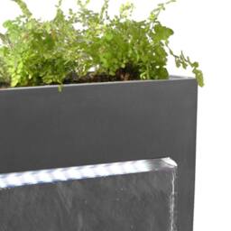 Primrose Stainless Steel Planter Water Feature with Lights Outdoor Garden 89cm in Silver - thumbnail 6